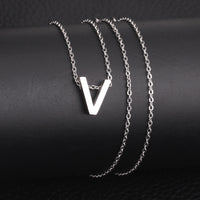 Stainless Steel Women's Unisex 18 Inch Necklace Pendant Letter Lobster Clasp S3