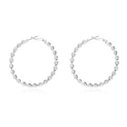 Sterling Silver Plated Twisted Hoop Pierced Earrings 2" Inch L101