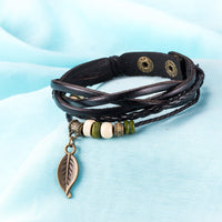 Leather Bracelet Butterfly 8 Inches 15MM Push button  L441