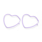 Stainless Steel Hoop Earrings Heart Purple Green Pink Yellow 1.5" To 2.2" P575