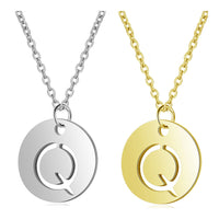 Stainless Steel Initial Pendant Necklace Alphabet Silver Gold Letter 16" A416