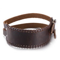 Leather Bracelet  Black Brown 15 Inches 50MM Push button L445