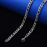 Stainless Steel Chain Figaro Necklace Lobster Clasp Gold 19.68" 50cm Z624