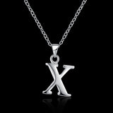 Sterling Silver Plated Necklace Women Pendant Initial Letter Alphabet B375