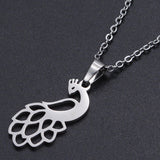 Stainless Steel Pendants Necklace Lobster Peacock Silver 17.71" 1.5mm Z621