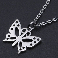 Stainless Steel Pendant Necklace Lobster Clasp Butterfly Gold 15.7" 1.5mm P60