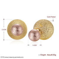 Rose Yellow Gold Platinum Plated Earrings Stud Push Back Clasp L642