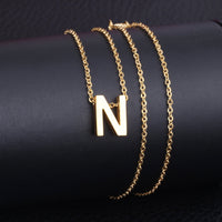 Stainless Steel Women's Unisex 18 Inch Necklace Pendant Letter Lobster Clasp S3