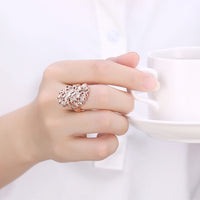 Yellow Gold Plated Ring Fashion Cocktail Flower B481