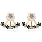 Yellow Gold Platinum Plated Earrings Drop Dangle AAA Zirconia  Stud Clasp L827