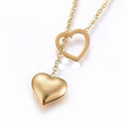 304 Stainless Steel Lariat Necklaces Lobster Clasp Heart Silver 17.3" P659