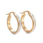 Stainless Steel Hoop Earrings Clay Rhinestone Oval Gold Silver 0.8" P617