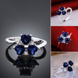 Sterling Silver Plated Heart CleverZirconia Flower Band Ring Size 8 B143