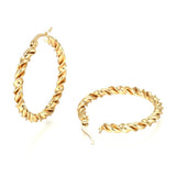 Stainless Steel Hoop Earring Hypoallergenic Ear Nut Twisted Ring Gold Z283