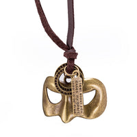 Genuine Leather Necklace Pendant Masquerade Mask Adjustable Slide Clasp B484