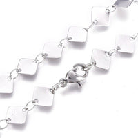 Stainless Steel Chain Necklaces Lobster Rhombus Gold 16.37 inches 41.6cm Z555