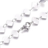 Stainless Steel Chain Necklaces Lobster Rhombus Gold 16.37 inches 41.6cm Z555