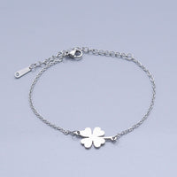 Stainless Steel Link Bracelet Lobster Clasp Clover Silver Gold Adjustable P266