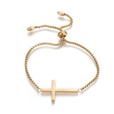 Adjustable Stainless Steel Slider Bracelet Box Chain Cross Gold Adjustable A113