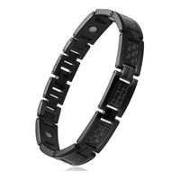 Stainless Steel Panther Chain Watch  Bracelet Carbon Fiber Black 9" A126