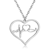 Stainless Steel Pendant Necklace Lobster Heart Heartbeat Silver Gold 17.7"  Z437