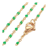 304 Stainless Steel Chain Necklace Enamel Gold Blue Green Red Pink 18" 2mm P366