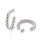 Stainless Steel Half Hoop Earrings Stud  Hypoallergenic Twisted Ring Gold  Z280