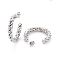 Stainless Steel Half Hoop Earrings Stud  Hypoallergenic Twisted Ring Gold  Z280