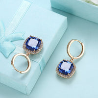 Yellow Gold Platinum Plated Earrings  Drop Dangle Zirconia Latch Back Clasp L594