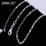 Sterling Silver Plated Necklace Chain 18-24 Inches 2MM Lobster Clasp B361