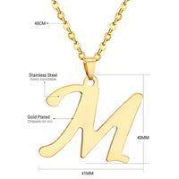 Stainless Steel Women's Unisex 18 Inch Necklace Pendant Letter Lobster Clasp S2