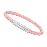 Unisex Men's Genuine Leather Stainless Steel Magnetic Clasp Bracelet Pink