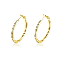 Rose Yellow Gold Silver Zirconia Latch Back Hoop Earrings L113