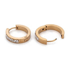 Stainless Steel Huggie Hoop Earrings Clay Crystal Rhinestone Ring Gold Z331