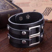 Leather Bracelet  9 Inches 49MM Push button L444