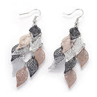 Dangle Earrings Earring Hooks Leaf Gray Blue Green Black 60x27mm P352
