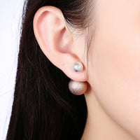 Rose Yellow Gold Platinum Plated Earrings Stud Push Back Clasp L642