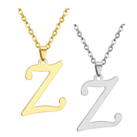 Stainless Steel Women's Unisex 18 Inch Necklace Pendant Letter Lobster Clasp S2