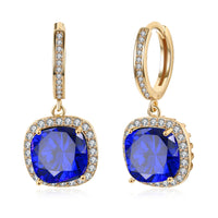 Yellow Gold Platinum Plated Earrings  Drop Dangle Zirconia Latch Back Clasp L594