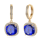 Yellow Gold Platinum Plated Earrings  Drop Dangle Zirconia Latch Back Clasp L594