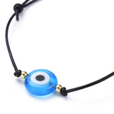 Adjustable Cowhide Cord Bracelet Handmade Evil Eye Gold Z142