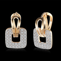 Platinum Plated Earrings  Drop Dangle AAA Zirconia Latch Back Clasp L577