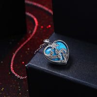 Platinum Plated Necklace Pendant Heart Kallaite Blue 20 Inches 1MM Lobster B191