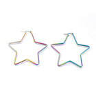 201 Stainless Steel Hoop Earrings Star Gold 12 Gauge 65.5x62 2mm Pin: 0.7mm A154
