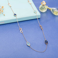 Yellow Gold Plated Necklace Chain  AAA Zirconia Blue Lobster Clasp B390