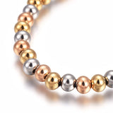 304 Stainless Steel Stretch Bracelet Beads Round Gold Silver Adjustable Z229