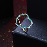 Yellow Gold Black Gunmetal Plated Kallaite Ring Heart Blue B492