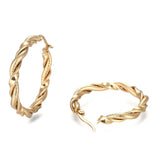 Stainless Steel Hoop Earring Hypoallergenic Ear Nut Twisted Ring Gold  Z284