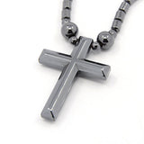 Unisex Saint Cross Non-Magnetic Hematite Pendant Necklace Black 18" Z452