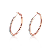Rose Yellow Gold Silver Zirconia Latch Back Hoop Earrings L113